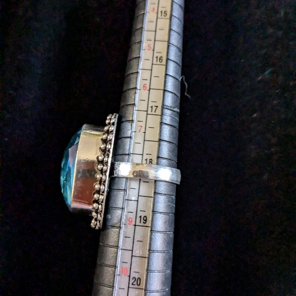 SOLD! Handcrafted Blue Topaz Boho Ring (Lab created) - Picture 5 of 16